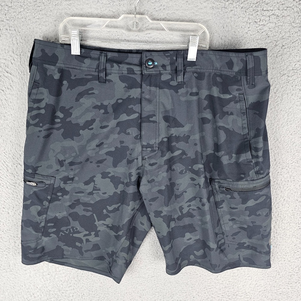 Avid Core Utility Cargo Shorts Mens 36 Gray Camouflage Stretch High Rise Outdoor